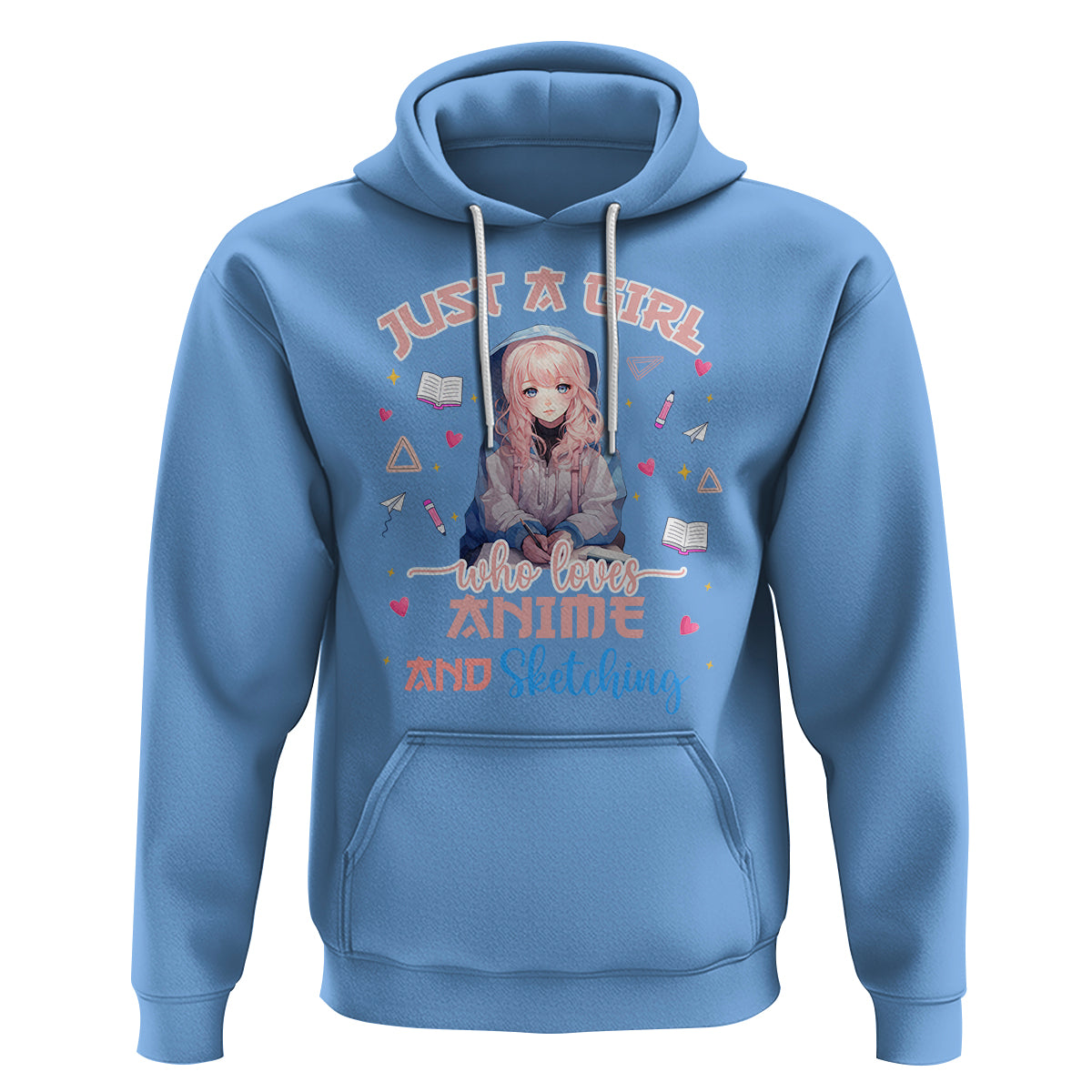 Just A Girl Who Loves Anime And Sketching Hoodie Cute Kawaii Manga Japan - Wonder Print Shop