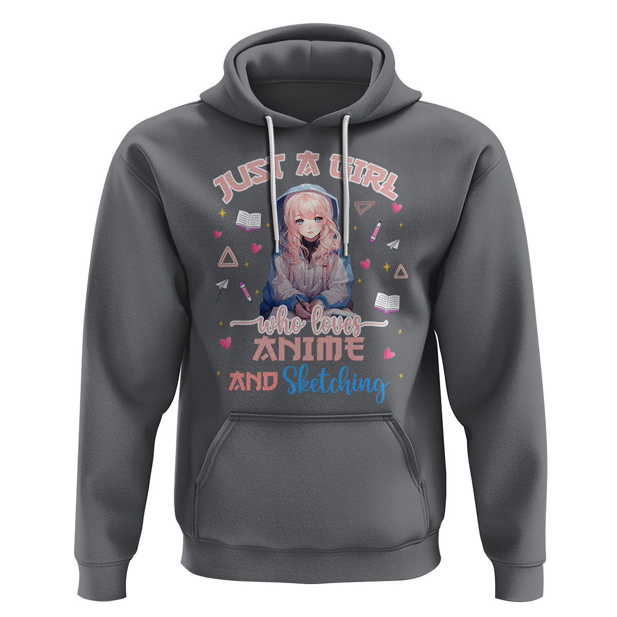 Just A Girl Who Loves Anime And Sketching Hoodie Cute Kawaii Manga Japan - Wonder Print Shop