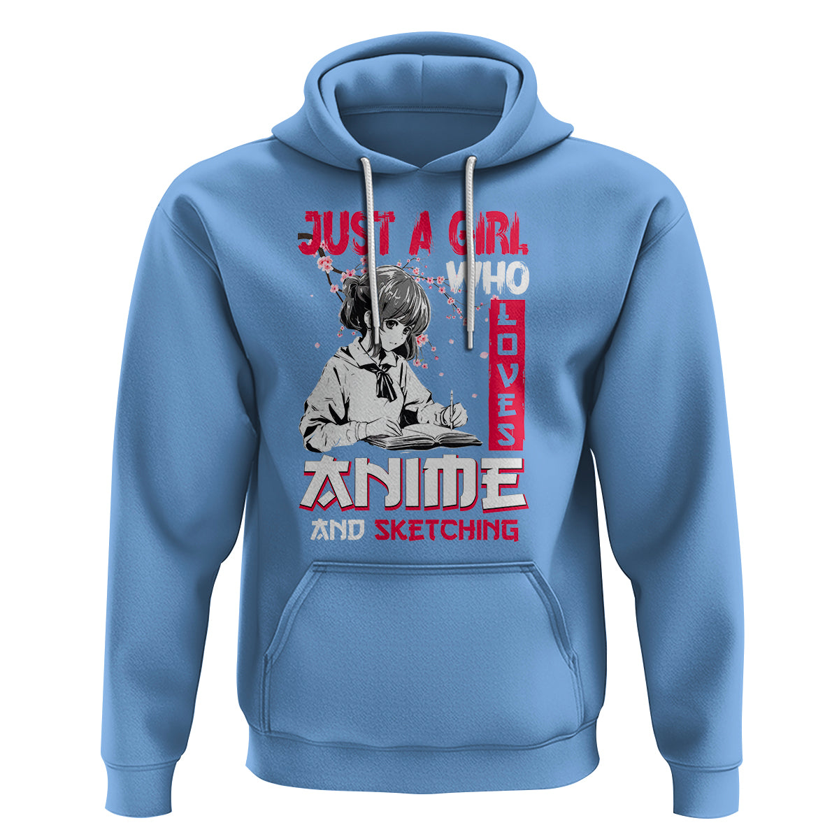 Just A Girl Who Loves Anime And Sketching Hoodie Japan Sakura Cherry  Blossoms - Wonder Print Shop