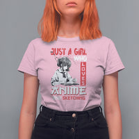 Just A Girl Who Loves Anime And Sketching T Shirt For Women Japan Sakura Cherry  Blossoms - Wonder Print Shop