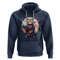 Samurai Cat Hoodie Japanese Aesthetic Vintage Cherry Bloosoms - Wonder Print Shop