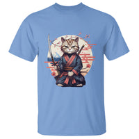 Samurai Cat T Shirt Japanese Aesthetic Vintage Cherry Bloosoms - Wonder Print Shop