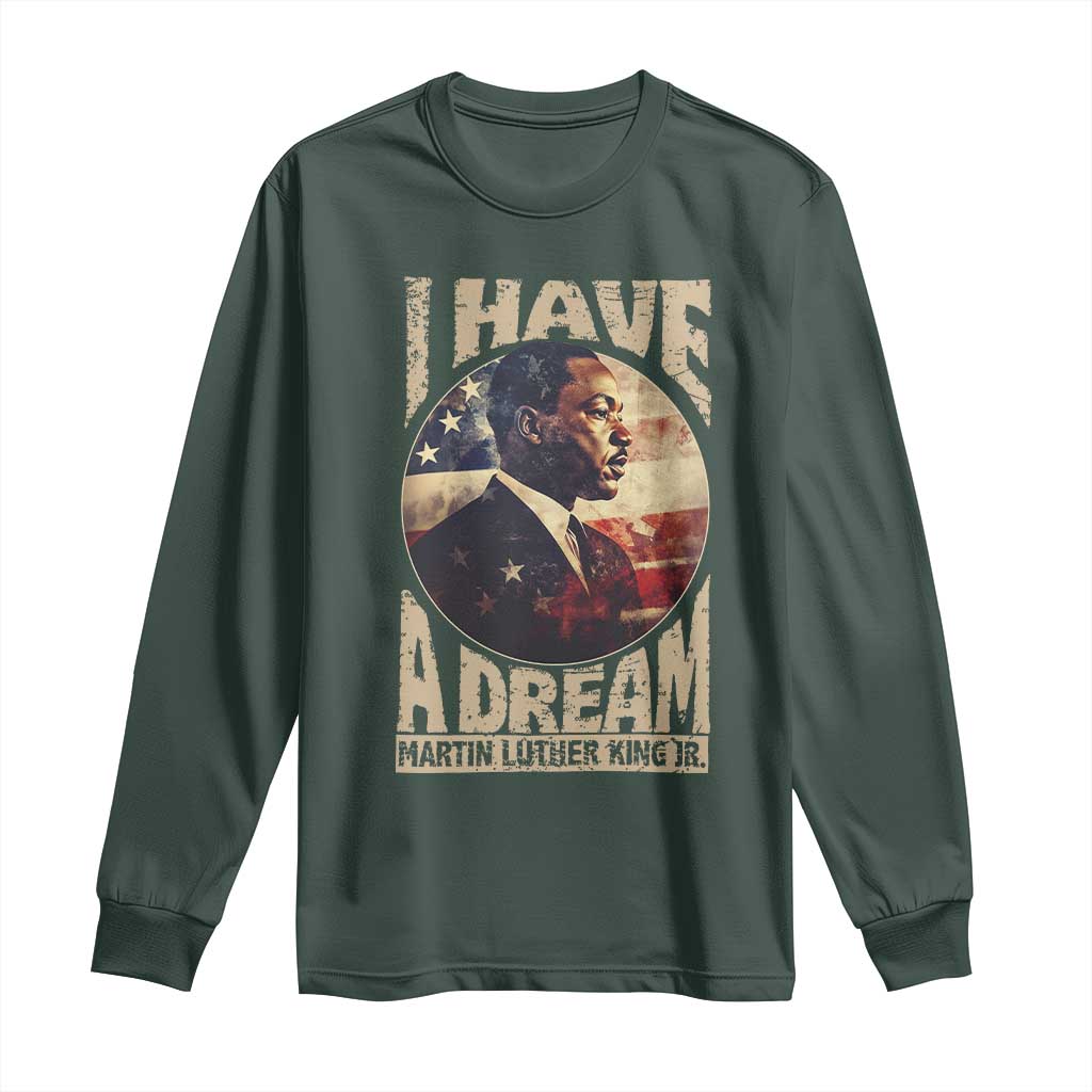 Martin Luther King Jr Long Sleeve Shirt I Have A Dream American Flag MLK Day Black History