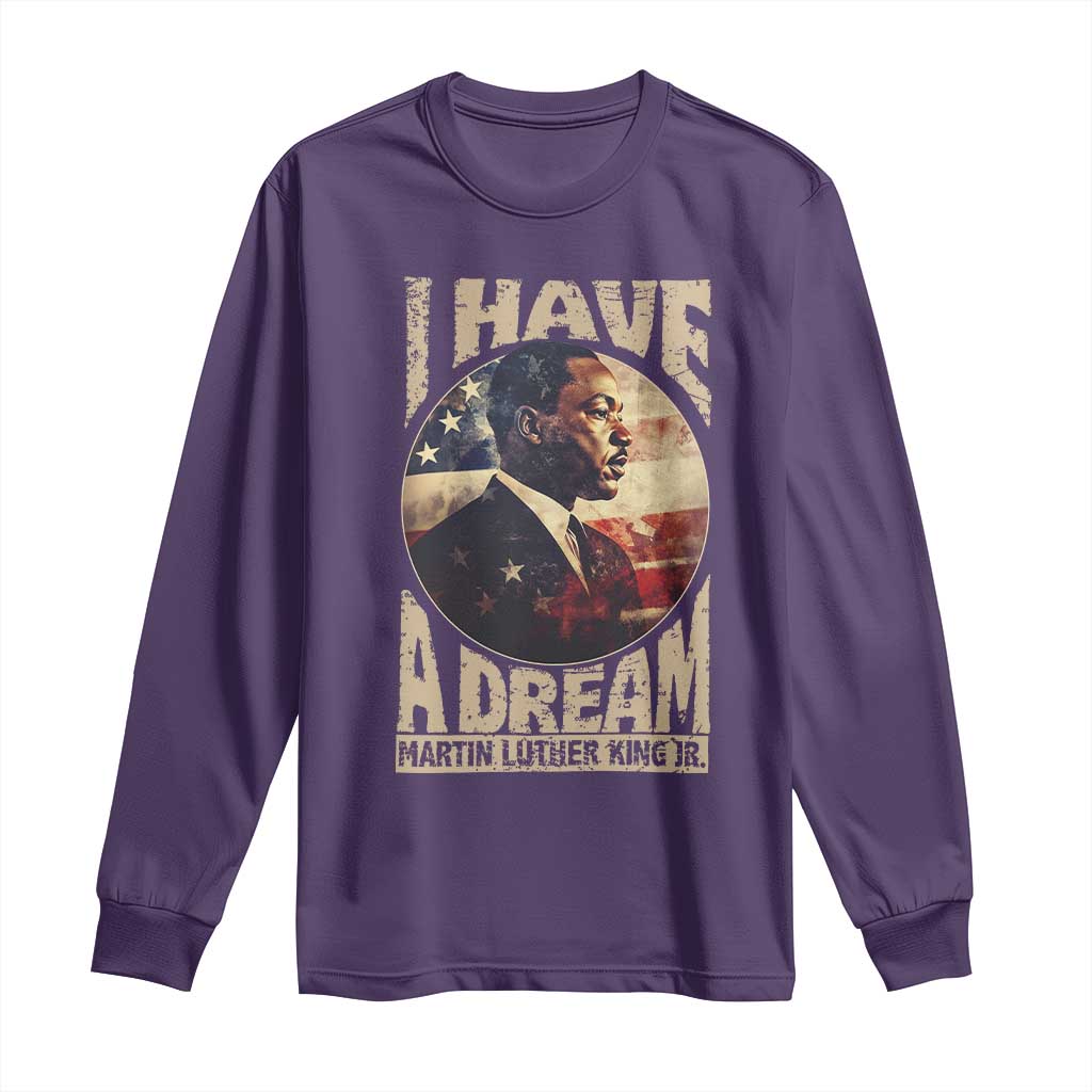 Martin Luther King Jr Long Sleeve Shirt I Have A Dream American Flag MLK Day Black History