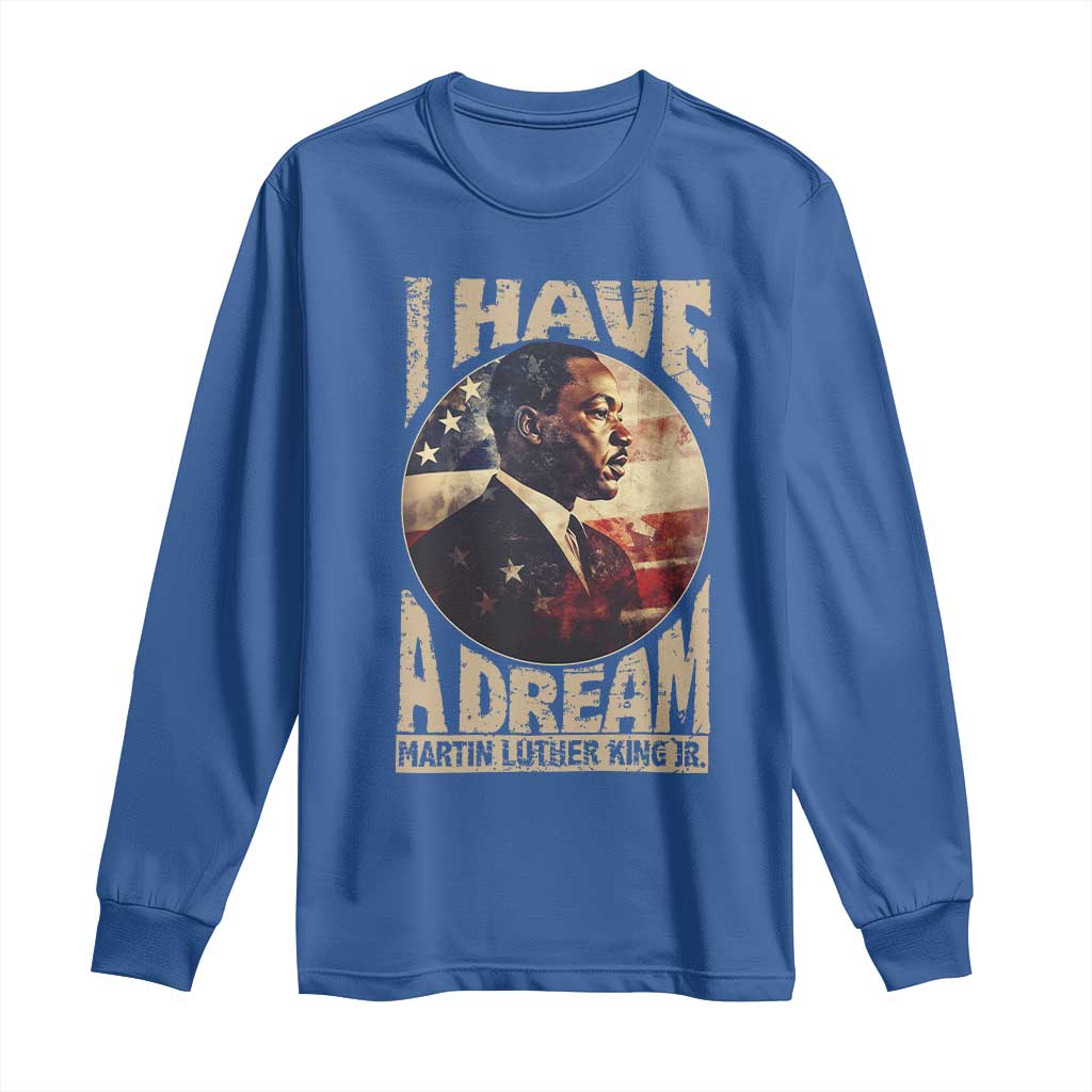 Martin Luther King Jr Long Sleeve Shirt I Have A Dream American Flag MLK Day Black History