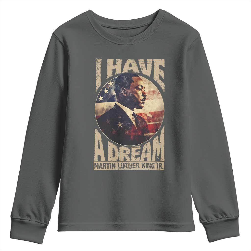 Martin Luther King Jr Youth Sweatshirt I Have A Dream American Flag MLK Day Black History