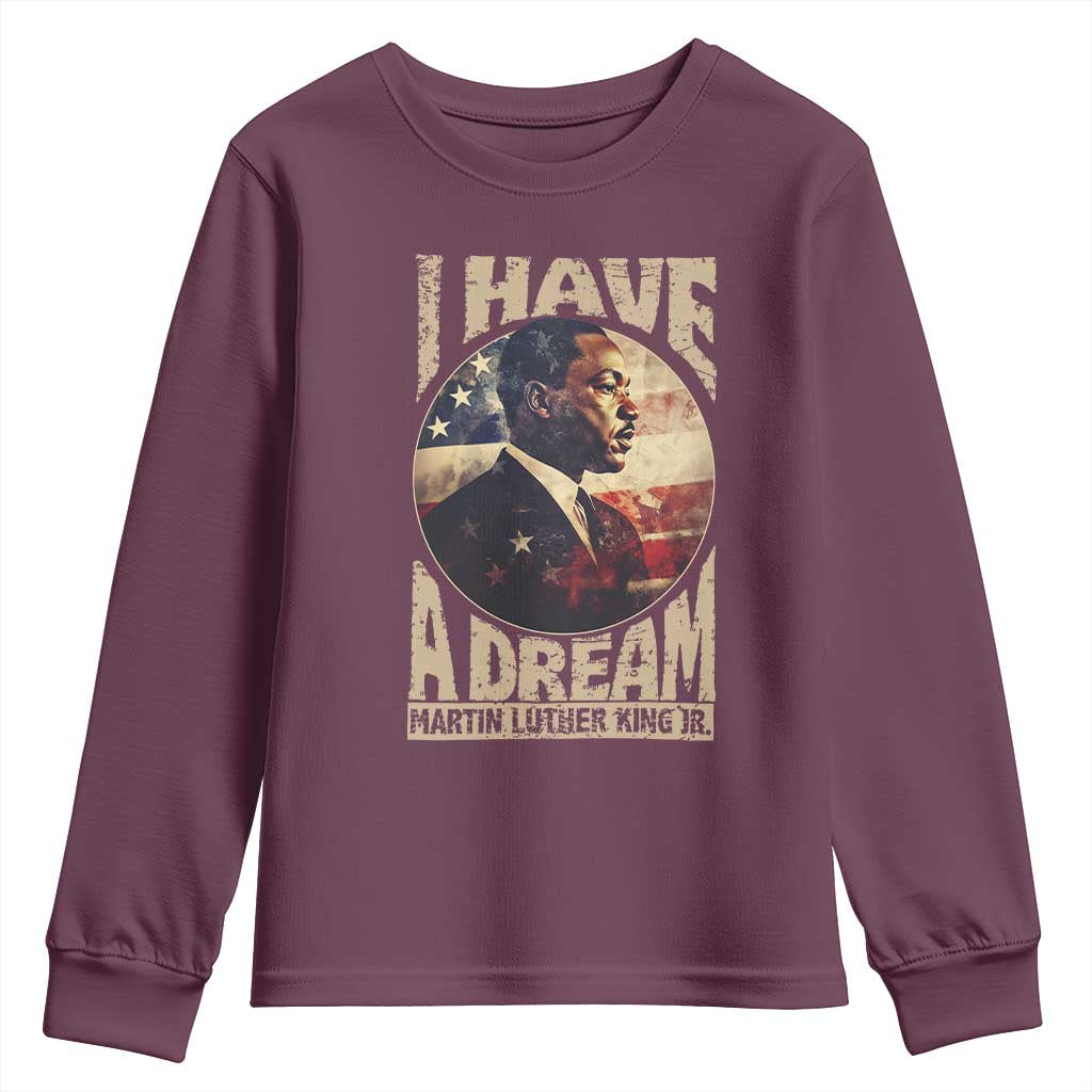 Martin Luther King Jr Youth Sweatshirt I Have A Dream American Flag MLK Day Black History