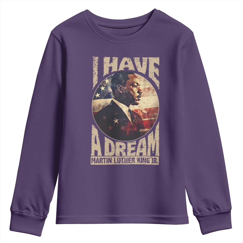Martin Luther King Jr Youth Sweatshirt I Have A Dream American Flag MLK Day Black History