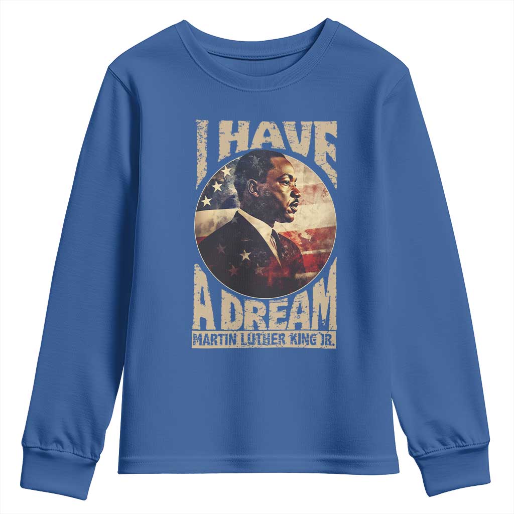 Martin Luther King Jr Youth Sweatshirt I Have A Dream American Flag MLK Day Black History