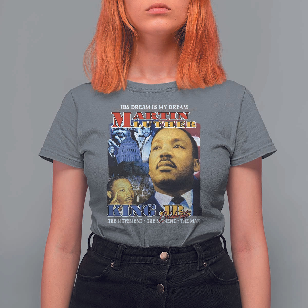 Martin Luther King Jr T Shirt For Women His Dream Is My Dream American Flag MLK Day Black HIstory