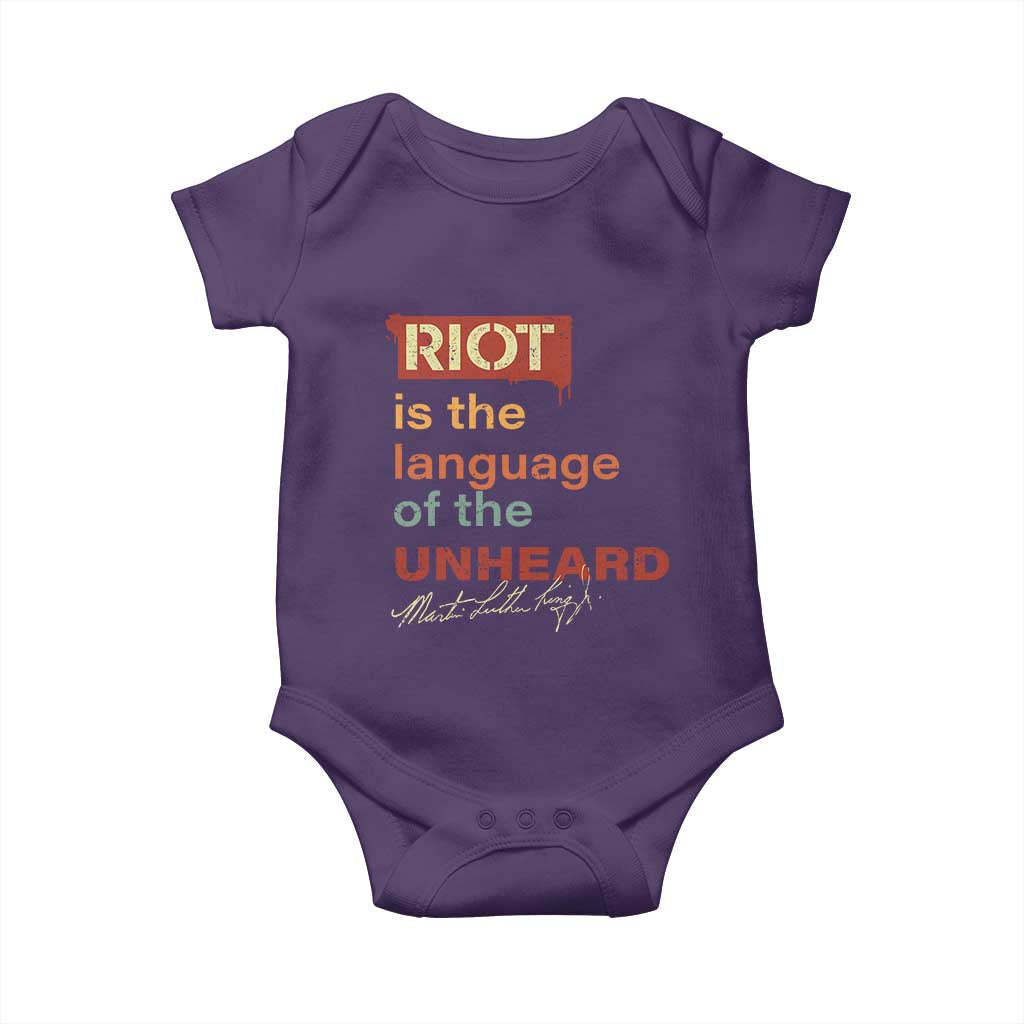 Martin Luther King Jr Baby Onesie A Riot Is The Language Of The Unheard
