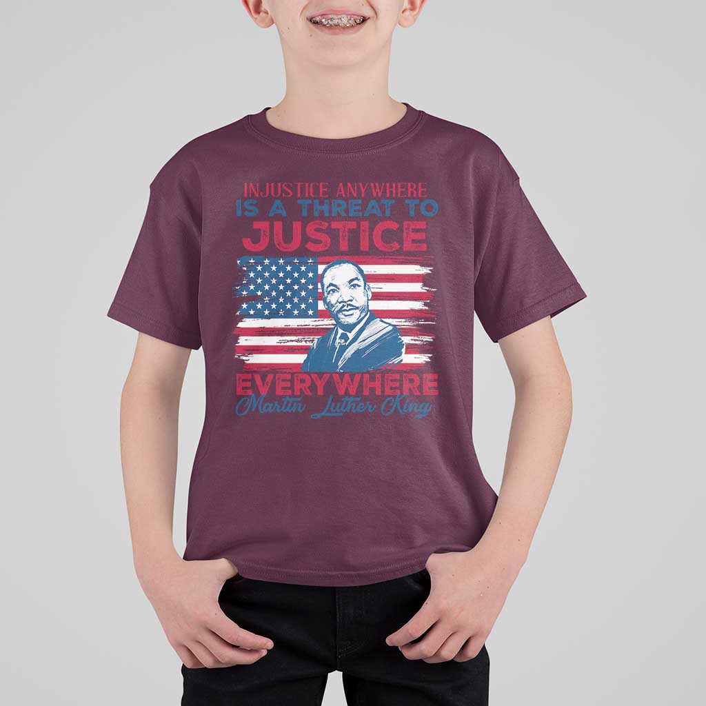 Martin Luther King Jr Day T Shirt For Kid Injustice Anywhere Is A Threat To Justice Everywhere TS09