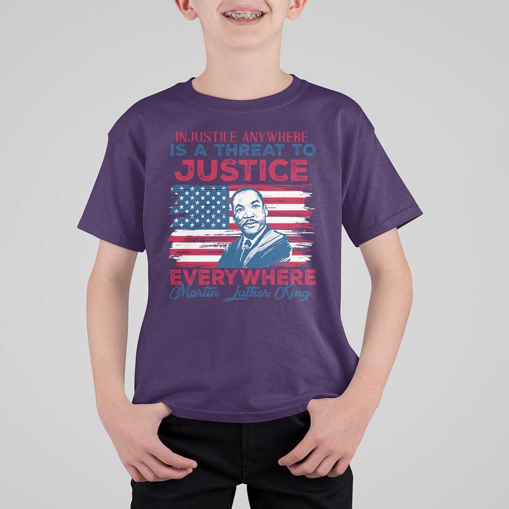 Martin Luther King Jr Day T Shirt For Kid Injustice Anywhere Is A Threat To Justice Everywhere TS09