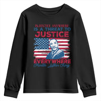 Martin Luther King Jr Day Youth Sweatshirt Injustice Anywhere Is A Threat To Justice Everywhere