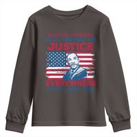 Martin Luther King Jr Day Youth Sweatshirt Injustice Anywhere Is A Threat To Justice Everywhere