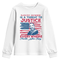 Martin Luther King Jr Day Youth Sweatshirt Injustice Anywhere Is A Threat To Justice Everywhere