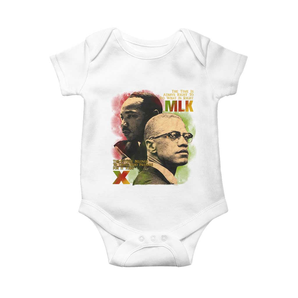 Martin Luther King Jr Malcolm X Baby Onesie The Time Is Always Right Prepare For Future Today