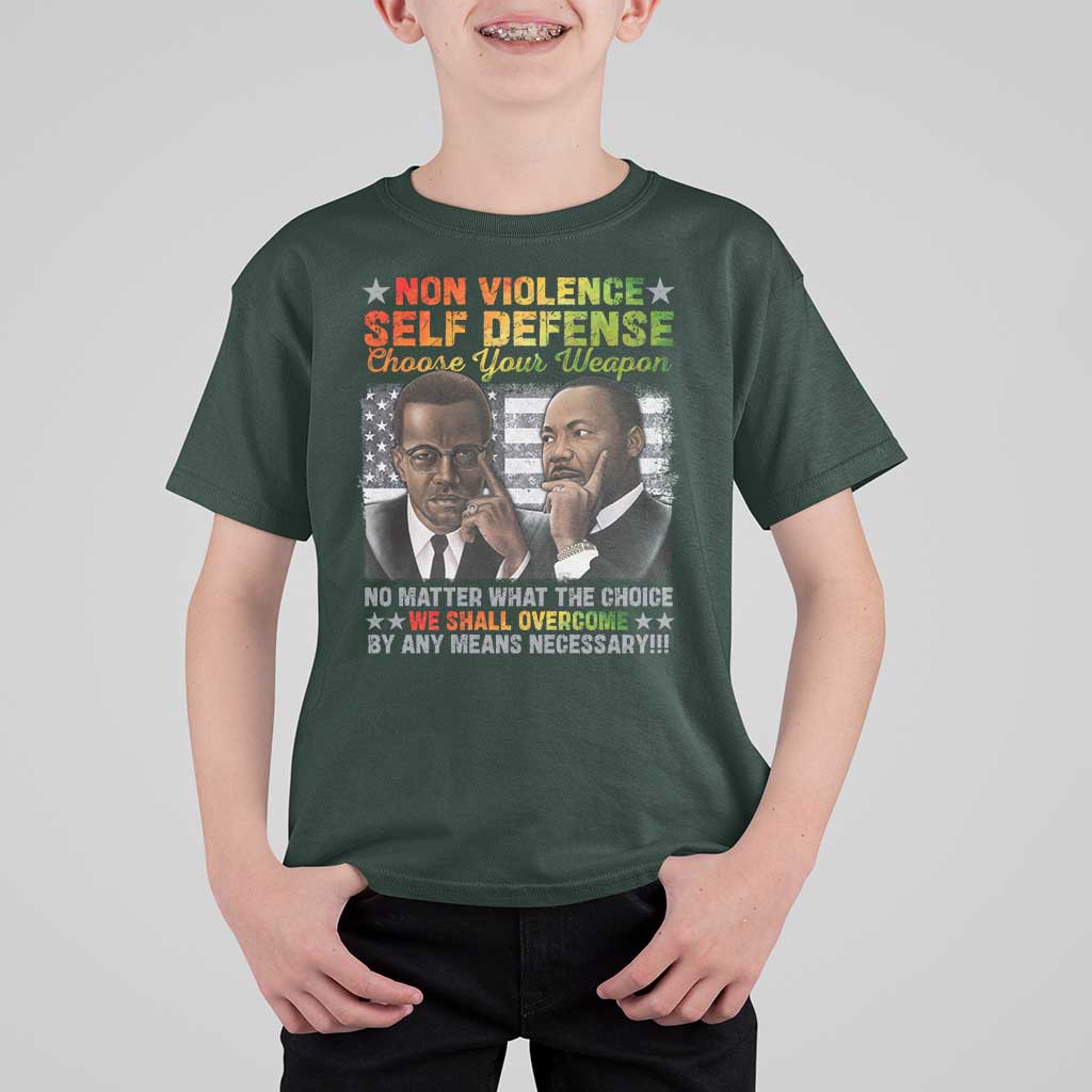 Martin Luther King Jr Malcolm X T Shirt For Kid Choose Your Weapon No Matter What The Choice
