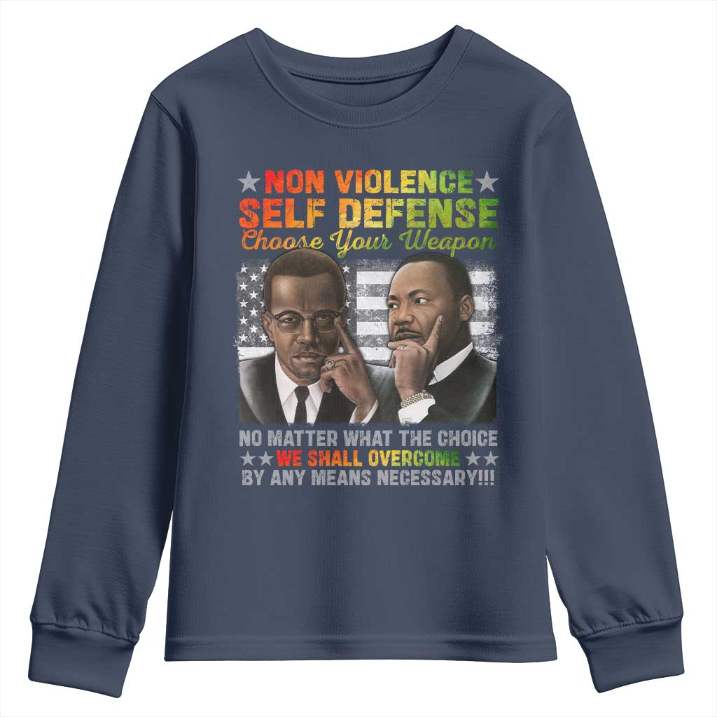 Martin Luther King Jr Malcolm X Youth Sweatshirt Choose Your Weapon No Matter What The Choice