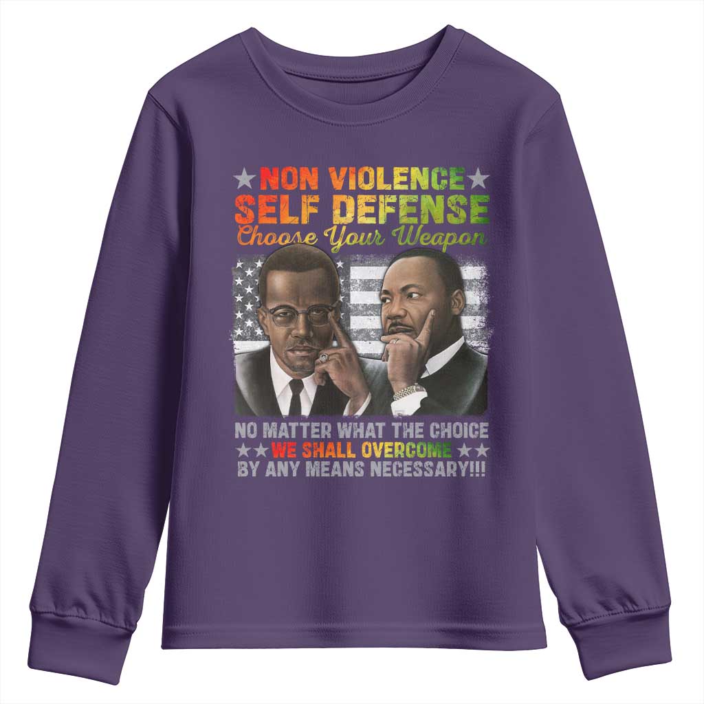Martin Luther King Jr Malcolm X Youth Sweatshirt Choose Your Weapon No Matter What The Choice