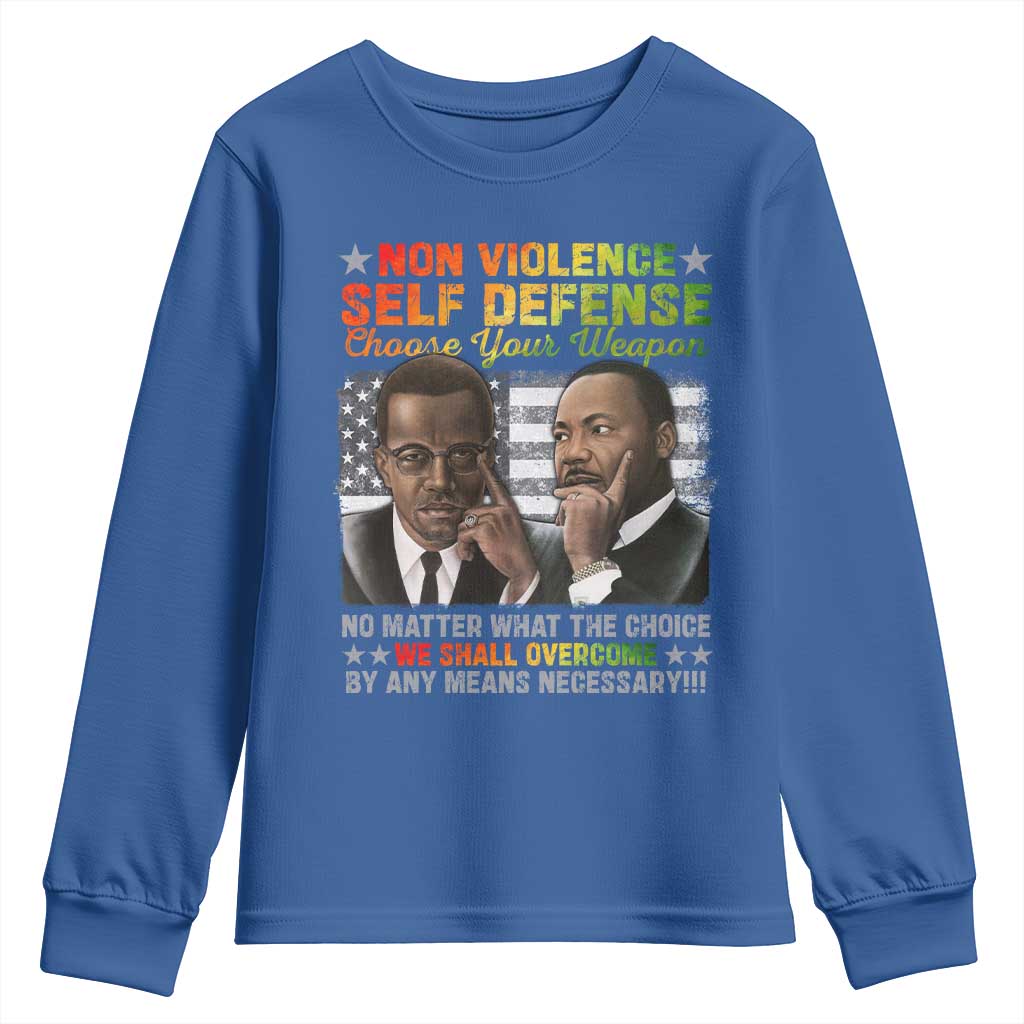 Martin Luther King Jr Malcolm X Youth Sweatshirt Choose Your Weapon No Matter What The Choice