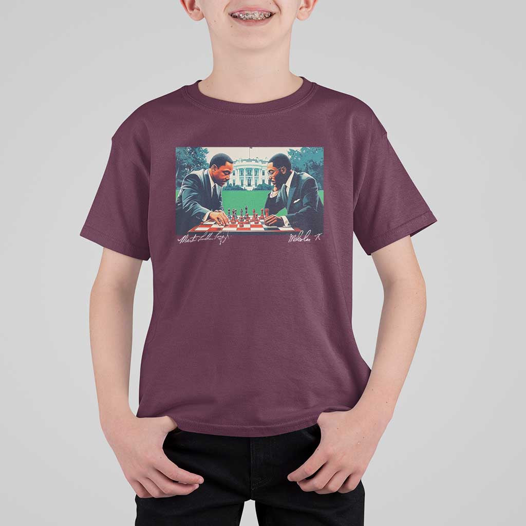 Martin Luther King Jr Malcolm X T Shirt For Kid Playing Chess White House Black History
