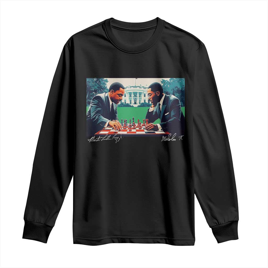 Martin Luther King Jr Malcolm X Long Sleeve Shirt Playing Chess White House Black History