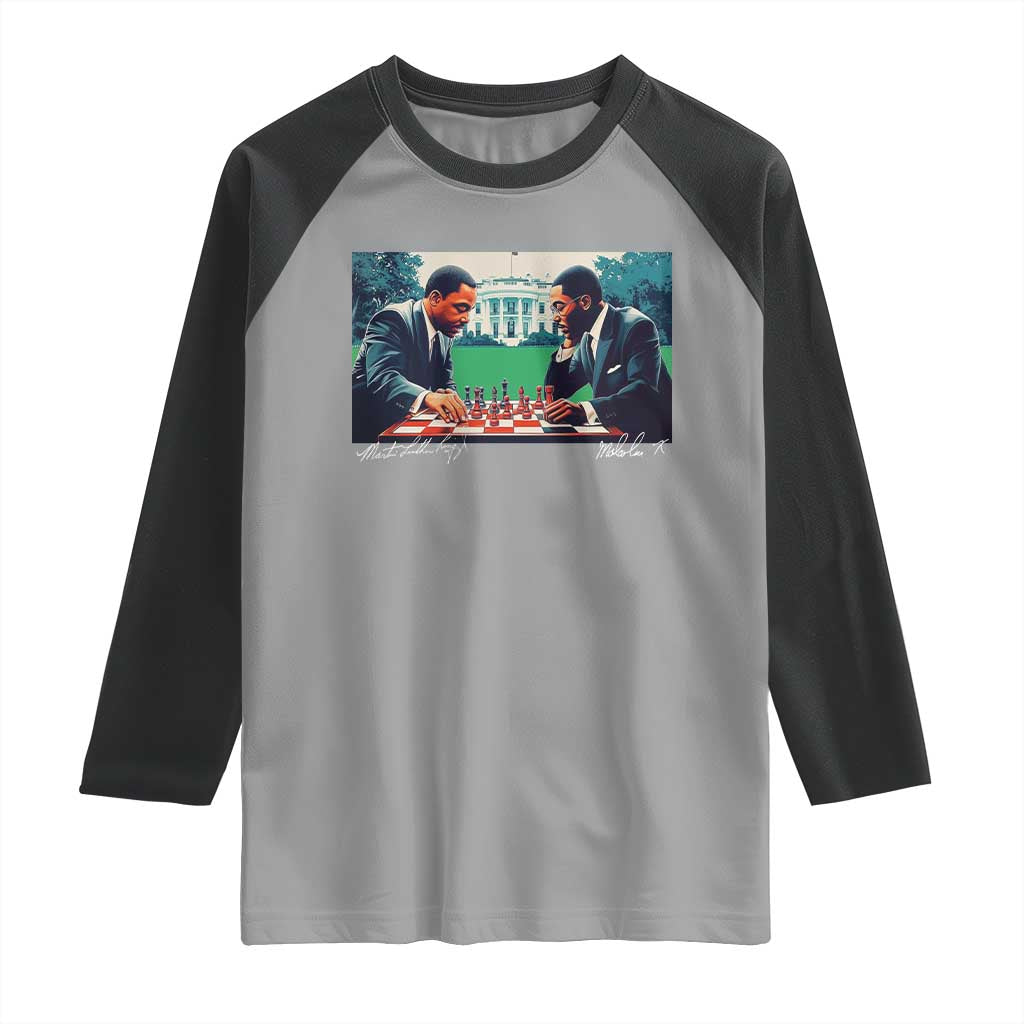 Martin Luther King Jr Malcolm X Raglan Shirt Playing Chess White House Black History