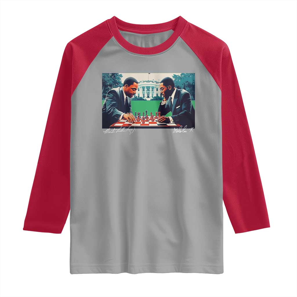 Martin Luther King Jr Malcolm X Raglan Shirt Playing Chess White House Black History