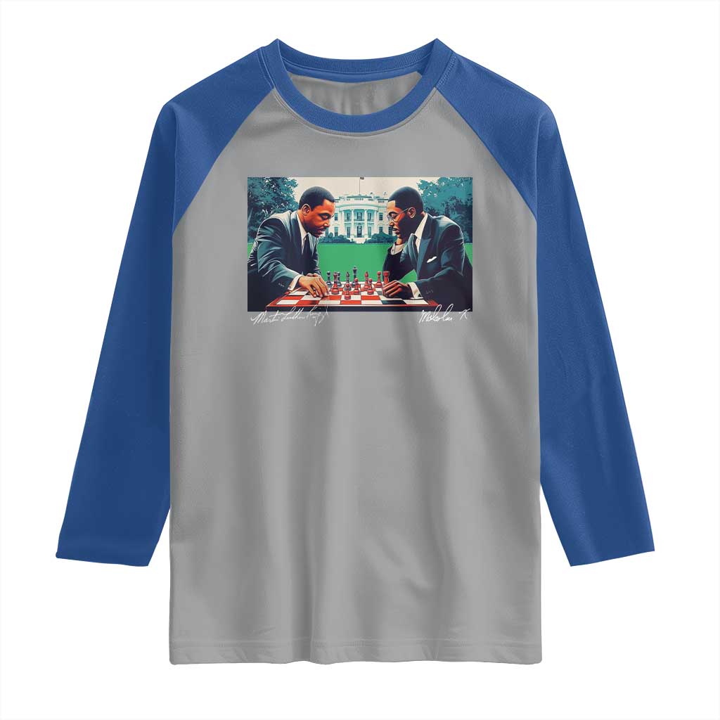 Martin Luther King Jr Malcolm X Raglan Shirt Playing Chess White House Black History