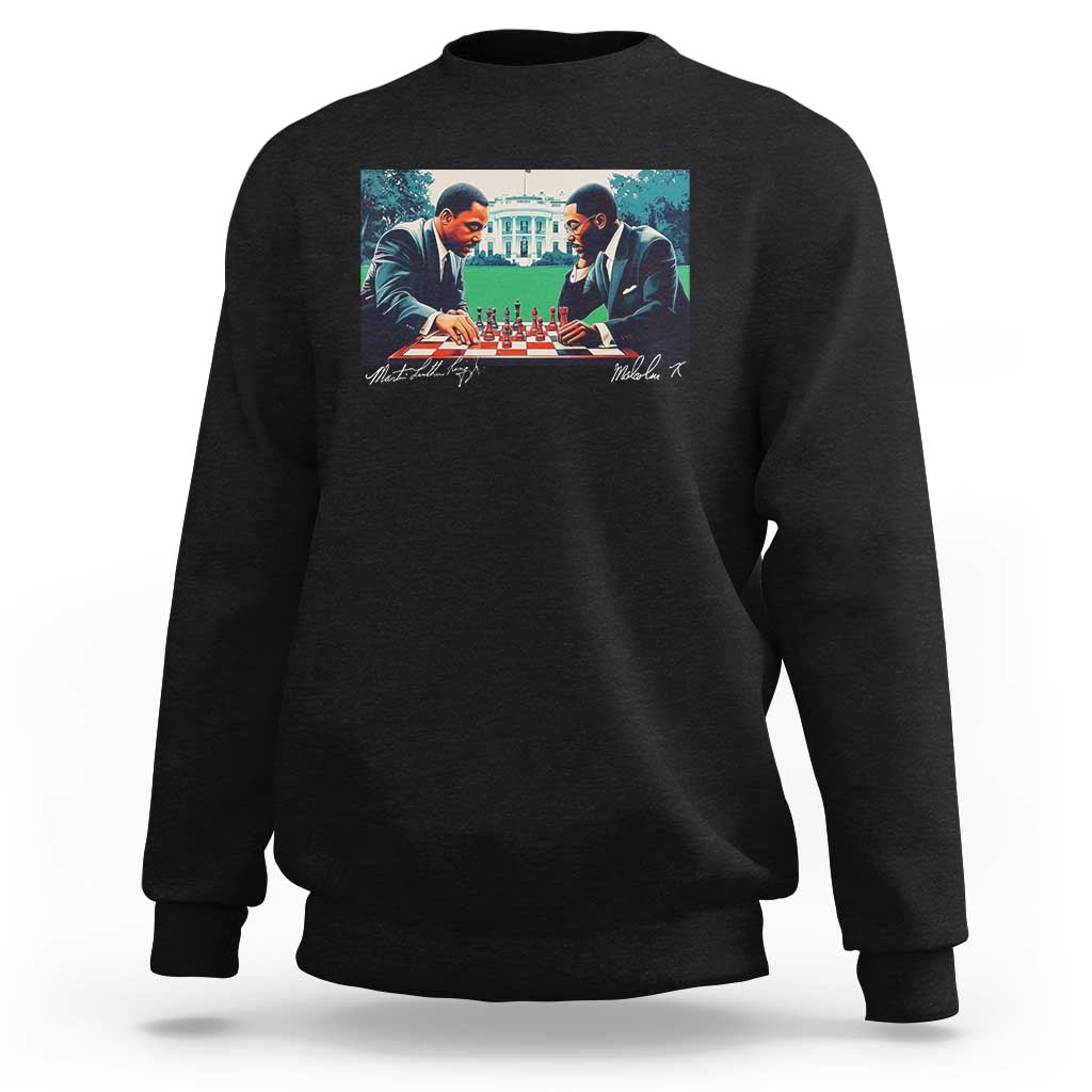 Martin Luther King Jr Malcolm X Sweatshirt Playing Chess White House Black History