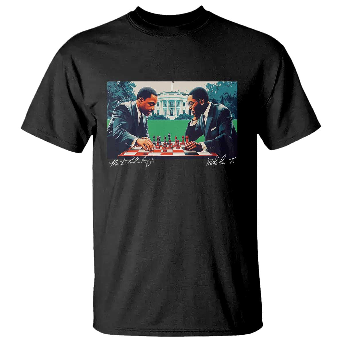 Martin Luther King Jr Malcolm X T Shirt Playing Chess White House Black History