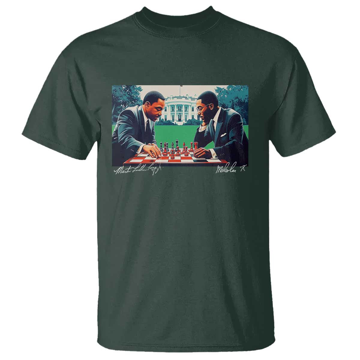Martin Luther King Jr Malcolm X T Shirt Playing Chess White House Black History