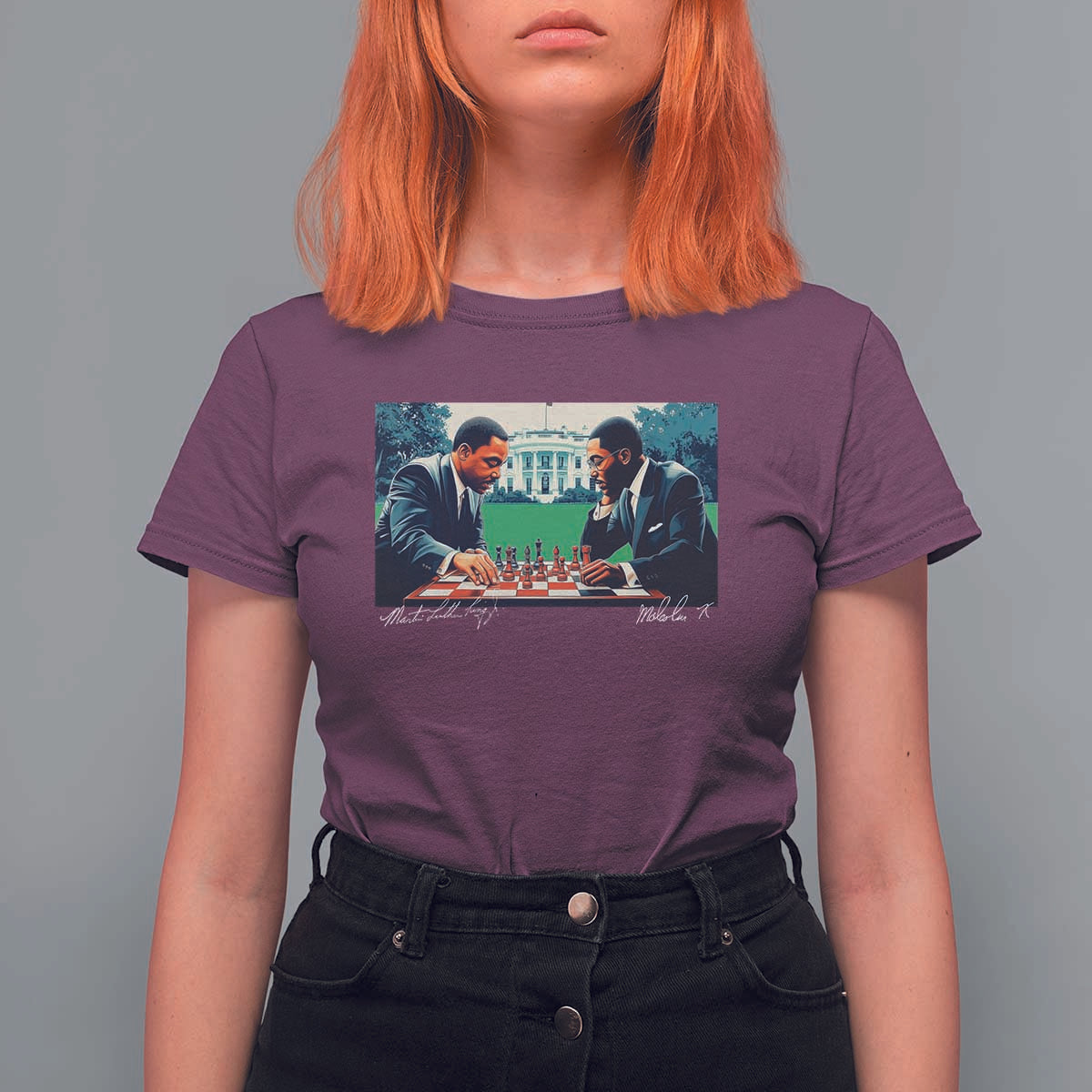 Martin Luther King Jr Malcolm X T Shirt For Women Playing Chess White House Black History