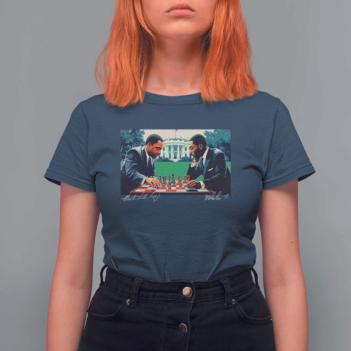 Martin Luther King Jr Malcolm X T Shirt For Women Playing Chess White House Black History