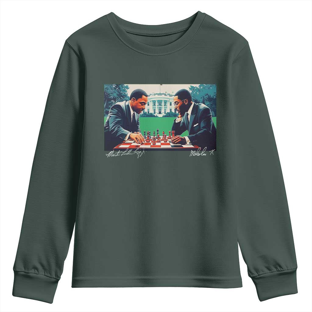 Martin Luther King Jr Malcolm X Youth Sweatshirt Playing Chess White House Black History