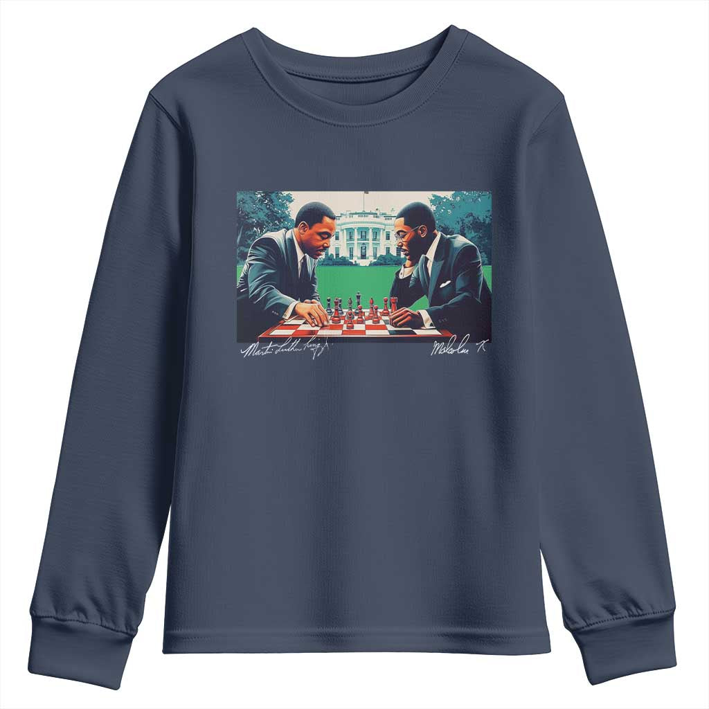 Martin Luther King Jr Malcolm X Youth Sweatshirt Playing Chess White House Black History