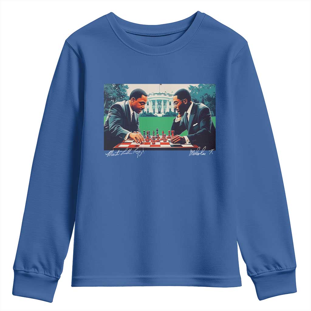 Martin Luther King Jr Malcolm X Youth Sweatshirt Playing Chess White House Black History