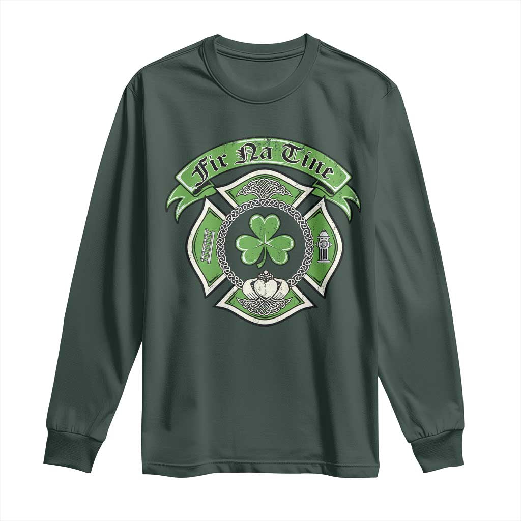 Irish Firefighter Long Sleeve Shirt Fir Na Tine Man Of Fire Celtic Claddagh Cross