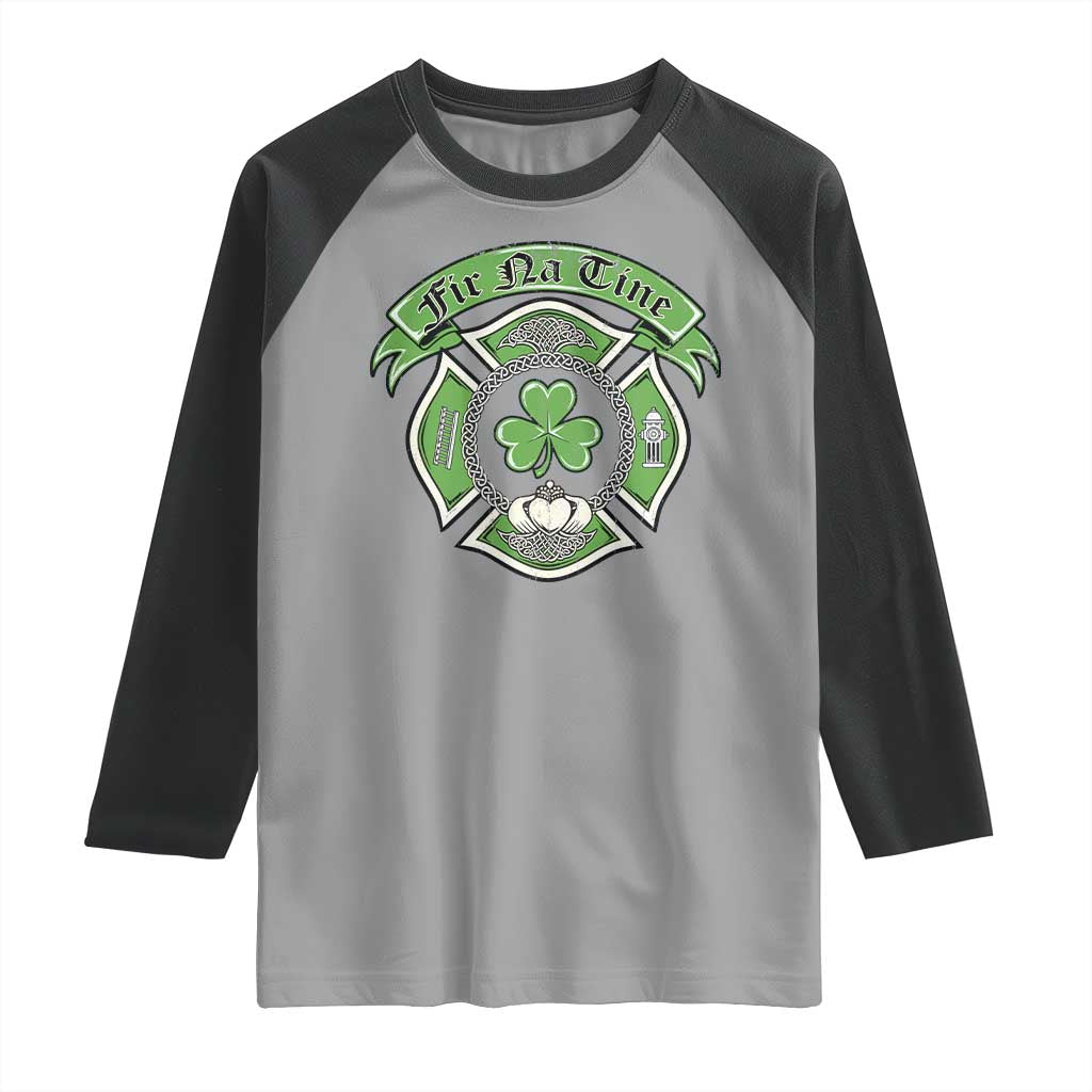 Irish Firefighter Raglan Shirt Fir Na Tine Man Of Fire Celtic Claddagh Cross