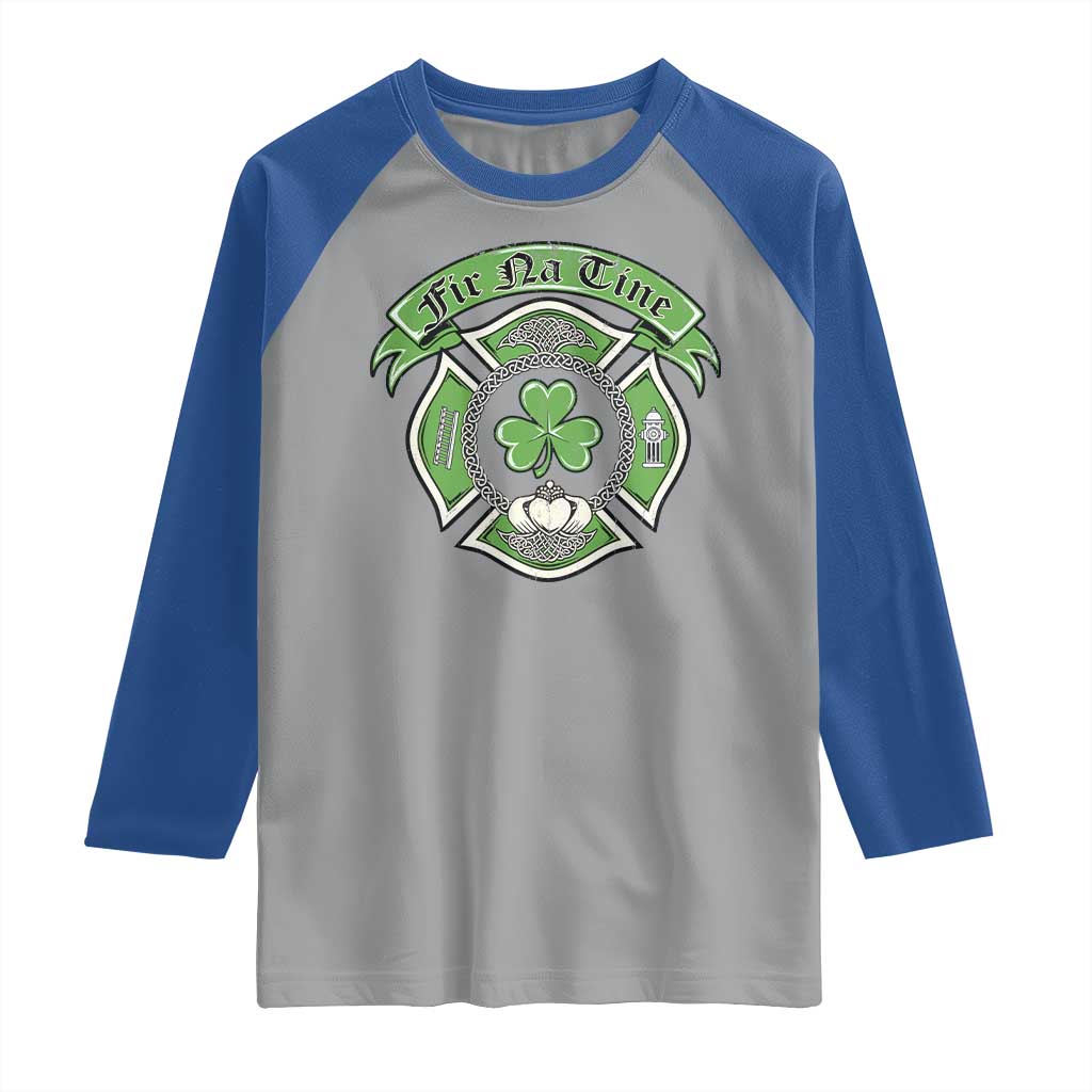 Irish Firefighter Raglan Shirt Fir Na Tine Man Of Fire Celtic Claddagh Cross