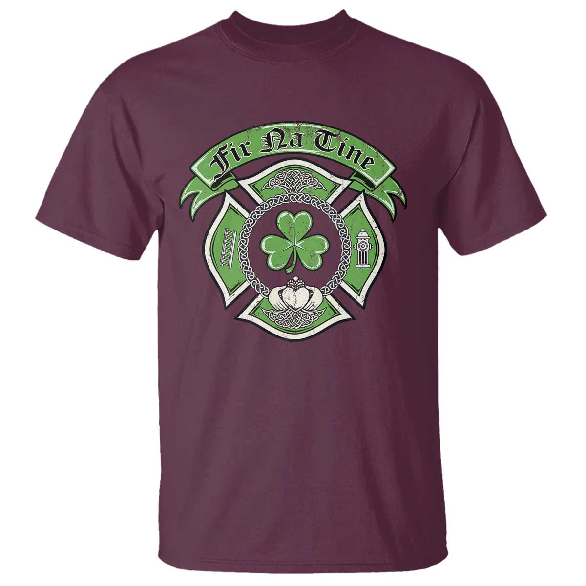Irish Firefighter T Shirt Fir Na Tine Man Of Fire Celtic Claddagh Cross