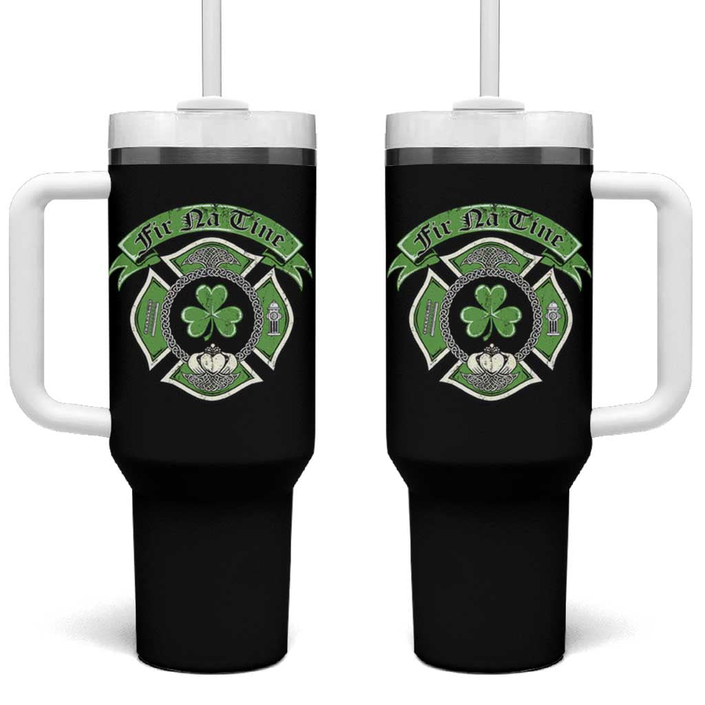Irish Firefighter Tumbler With Handle Fir Na Tine Man Of Fire Celtic Claddagh Cross