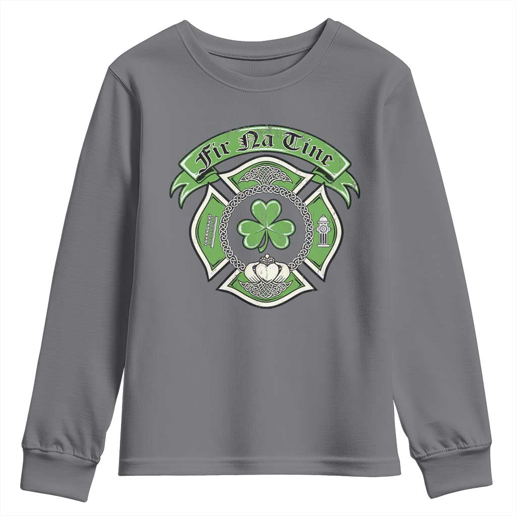 Irish Firefighter Youth Sweatshirt Fir Na Tine Man Of Fire Celtic Claddagh Cross