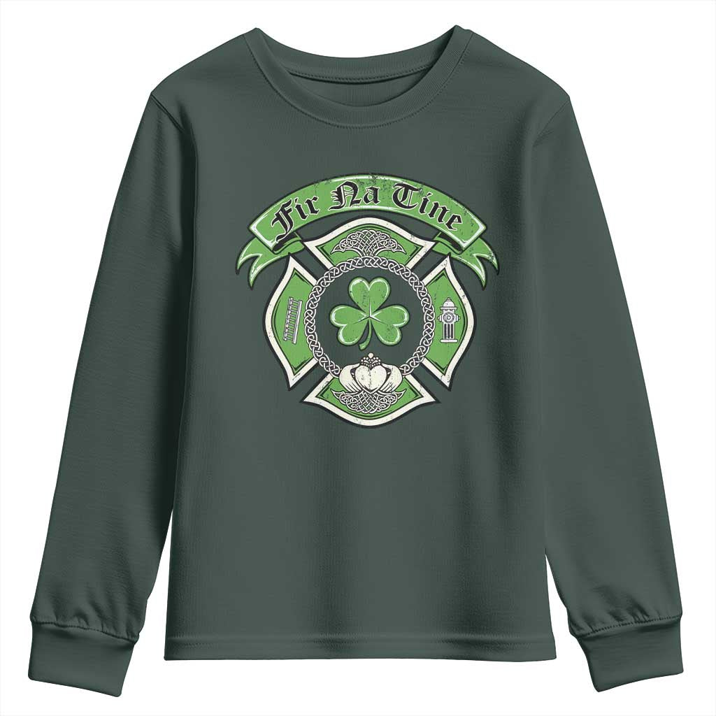 Irish Firefighter Youth Sweatshirt Fir Na Tine Man Of Fire Celtic Claddagh Cross
