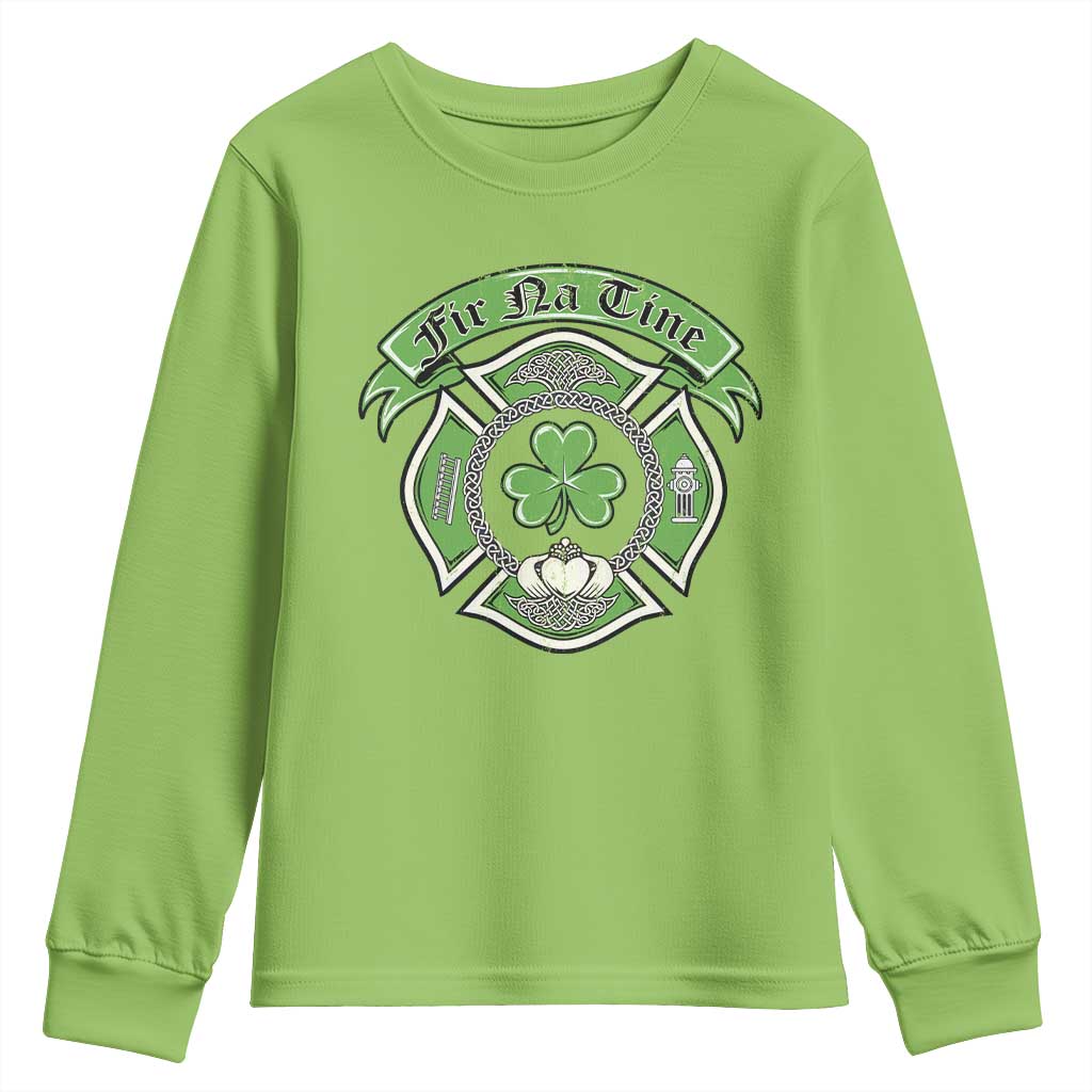 Irish Firefighter Youth Sweatshirt Fir Na Tine Man Of Fire Celtic Claddagh Cross