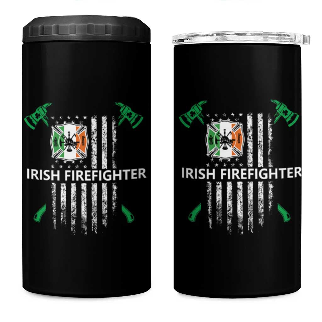 Irish Firefighter Fir Na Tine Man Of Fire 4 in 1 Can Cooler Tumbler Irish American Flag