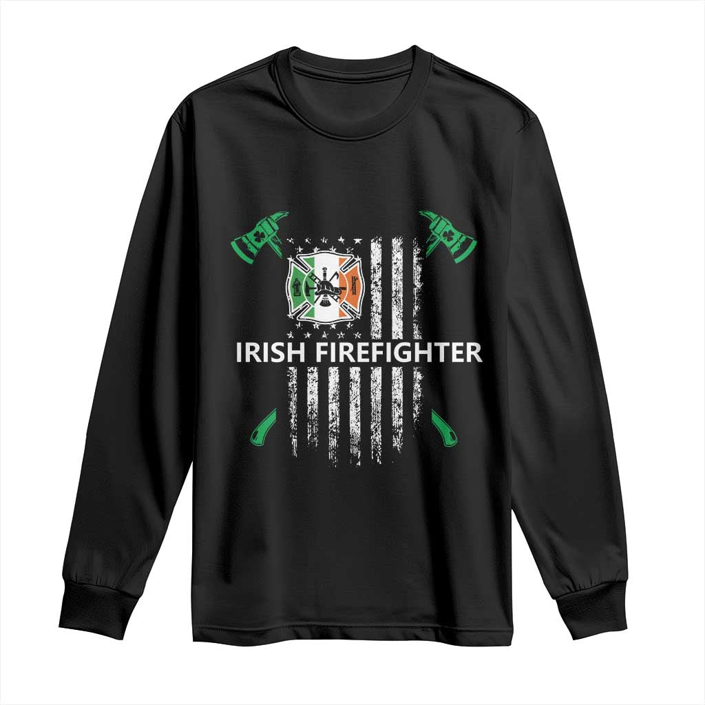 Irish Firefighter Fir Na Tine Man Of Fire Long Sleeve Shirt Irish American Flag