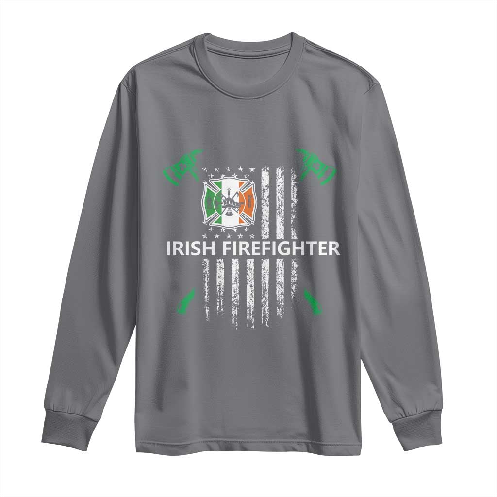 Irish Firefighter Fir Na Tine Man Of Fire Long Sleeve Shirt Irish American Flag