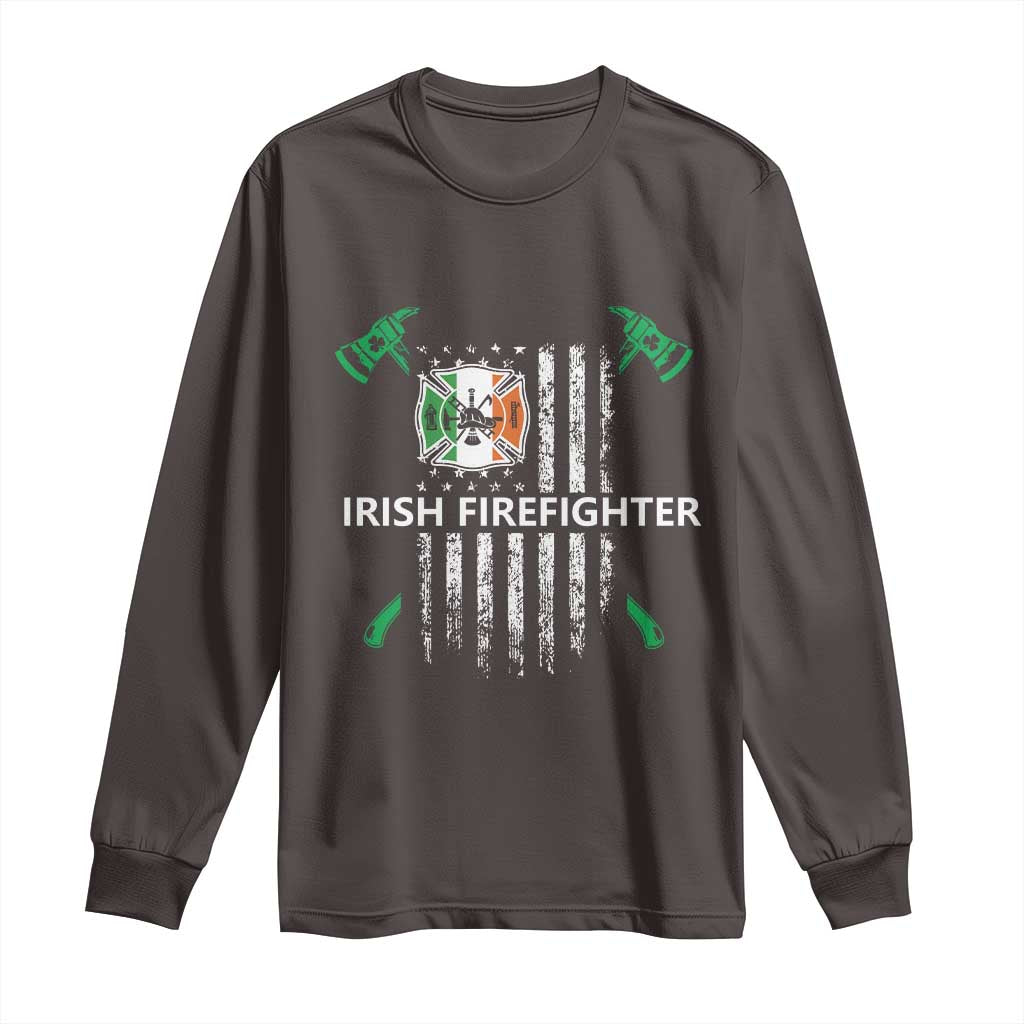 Irish Firefighter Fir Na Tine Man Of Fire Long Sleeve Shirt Irish American Flag